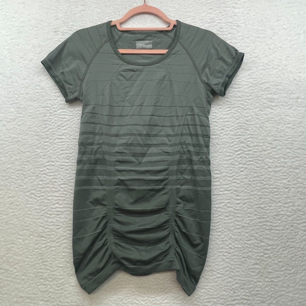 Athleta Shirt Womens Small Green Fastest Track Ruched Pullover Workout Gym Yoga